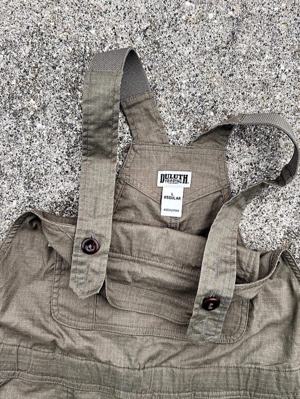 Duluth Trading Co Hempstop Utility Overalls Muted Green Large - Picture 3 of 9